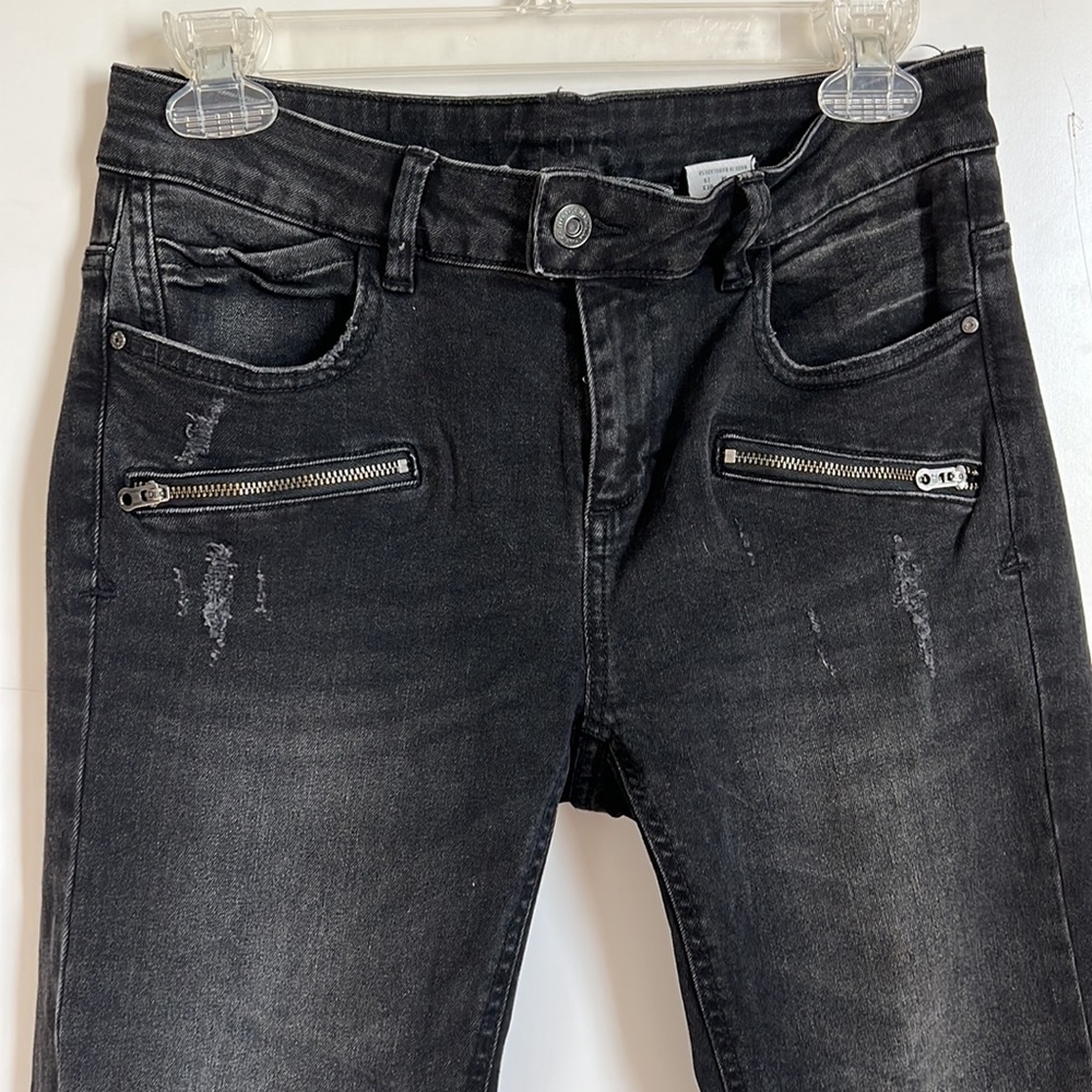 Zara Basic Z1975 Dark Gray Skinny Distressed Bike… - image 5